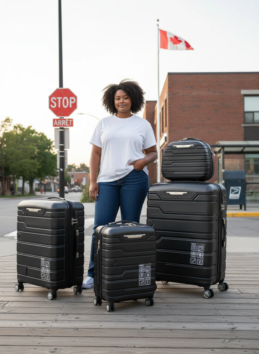 4-Piece Black Spinner Luggage Set