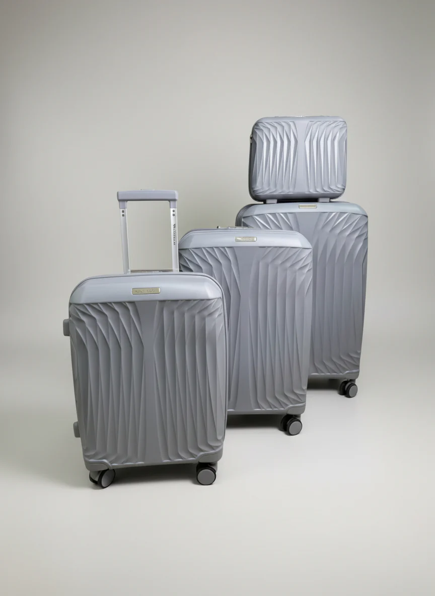 4-Piece Light Grey Spinner Luggage Set - Image 2