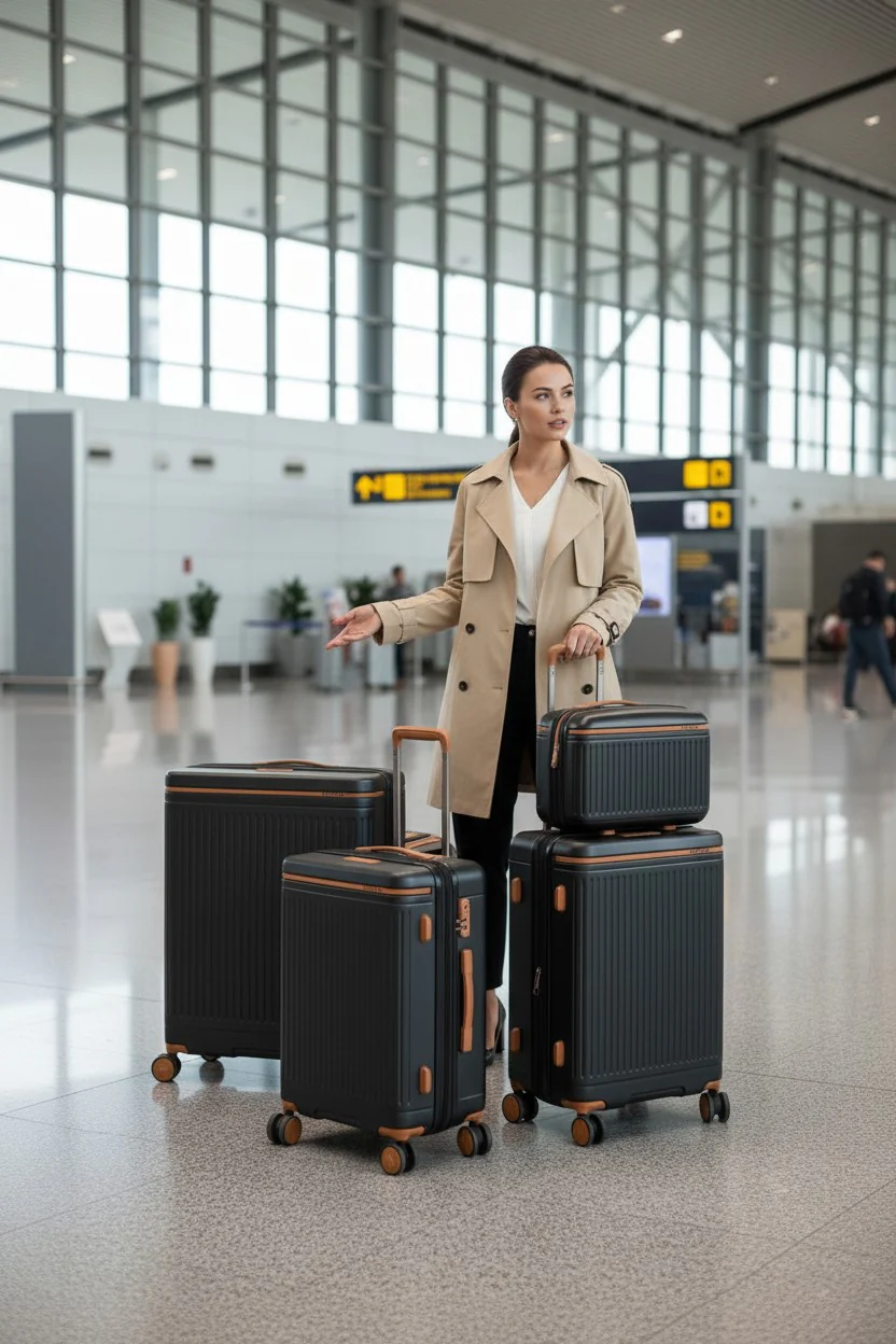 4-Piece Pink Spinner Luggage Set