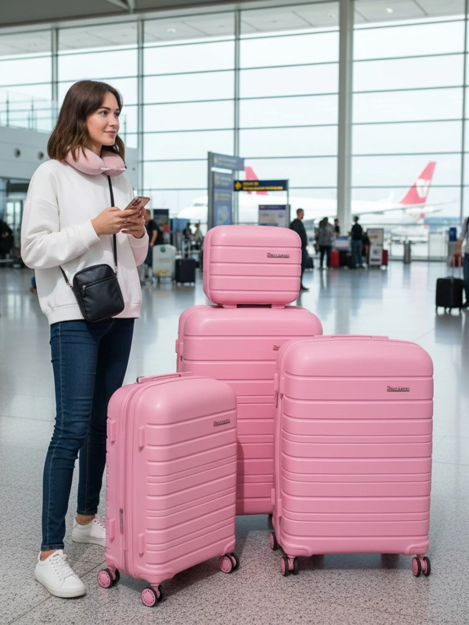 4-Piece Spinner Travel Bag Set with Anti-Theft Double Zippers