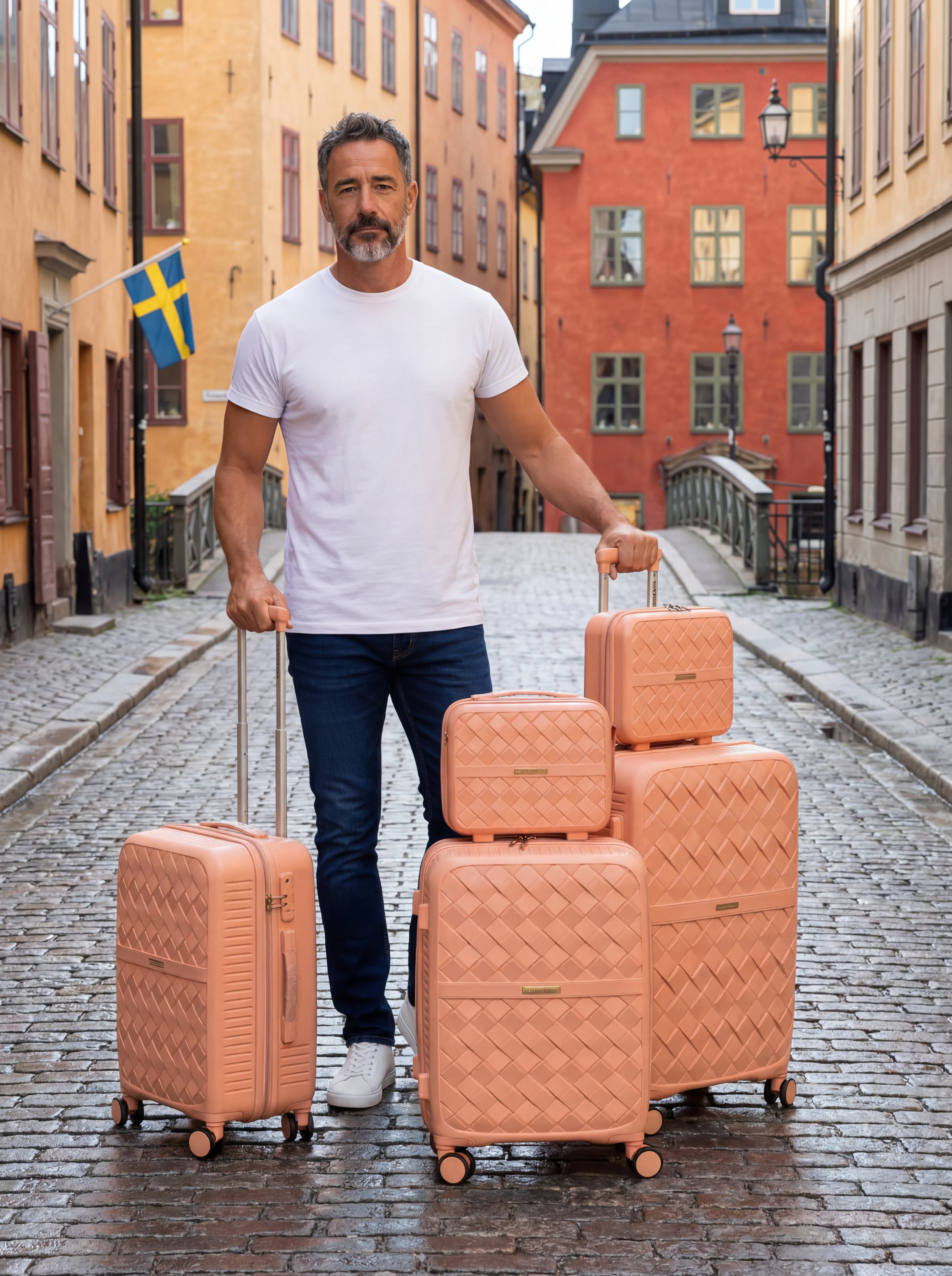 5-Piece Light Pink Spinner Luggage Set