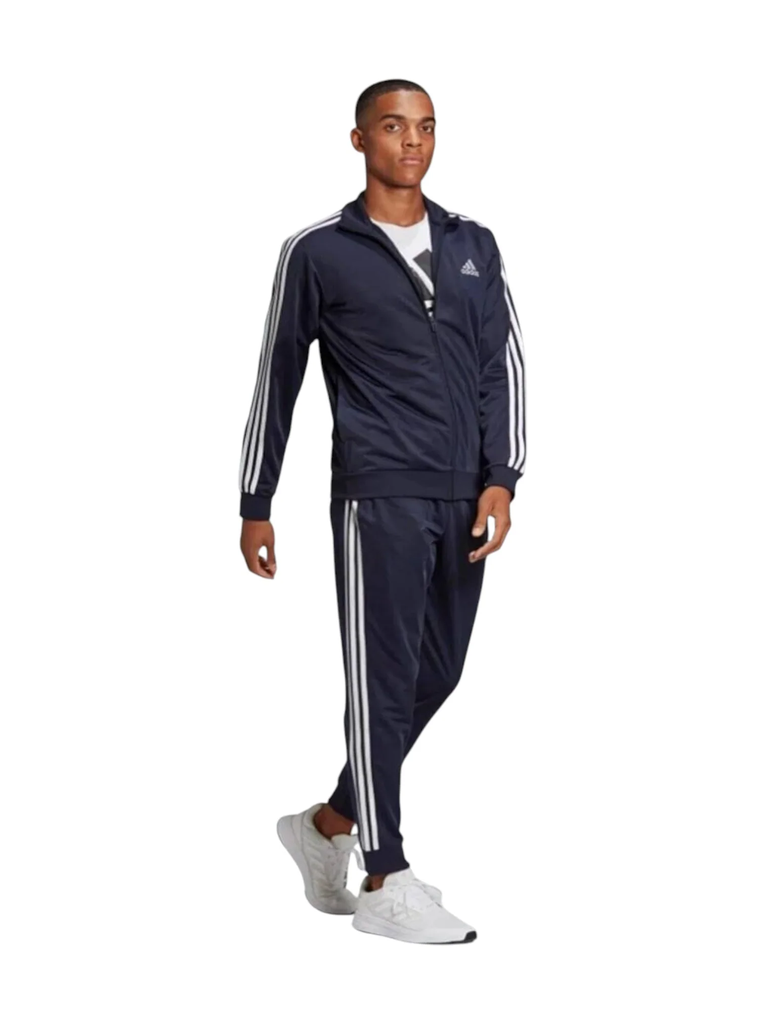 Adidas Logo Design Navy Blue Men’s Zip-Up Tracksuit Set - Image 3
