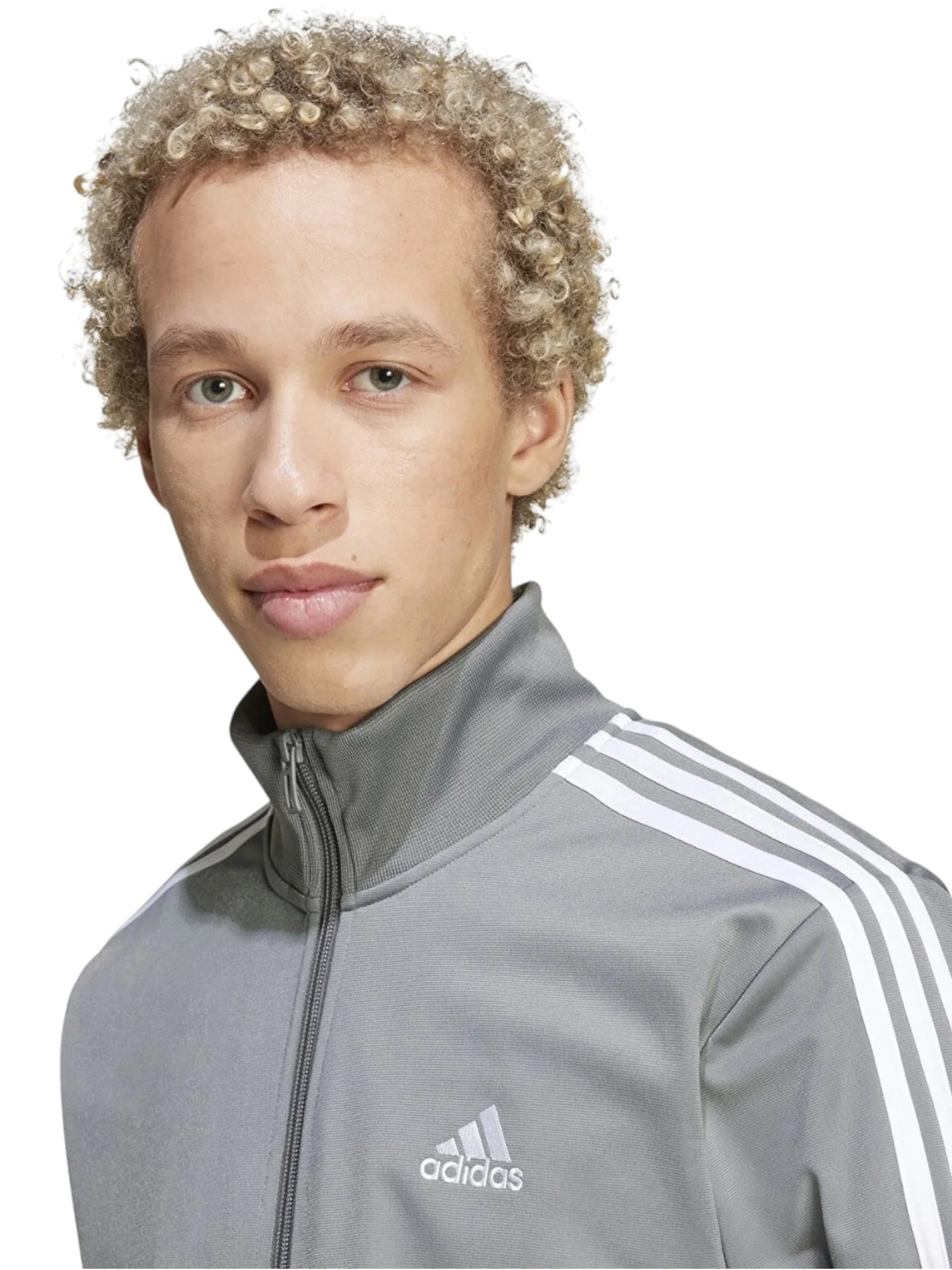 Adidas Logo Design Silver Men’s Zip-Up Tracksuit Set - Image 7