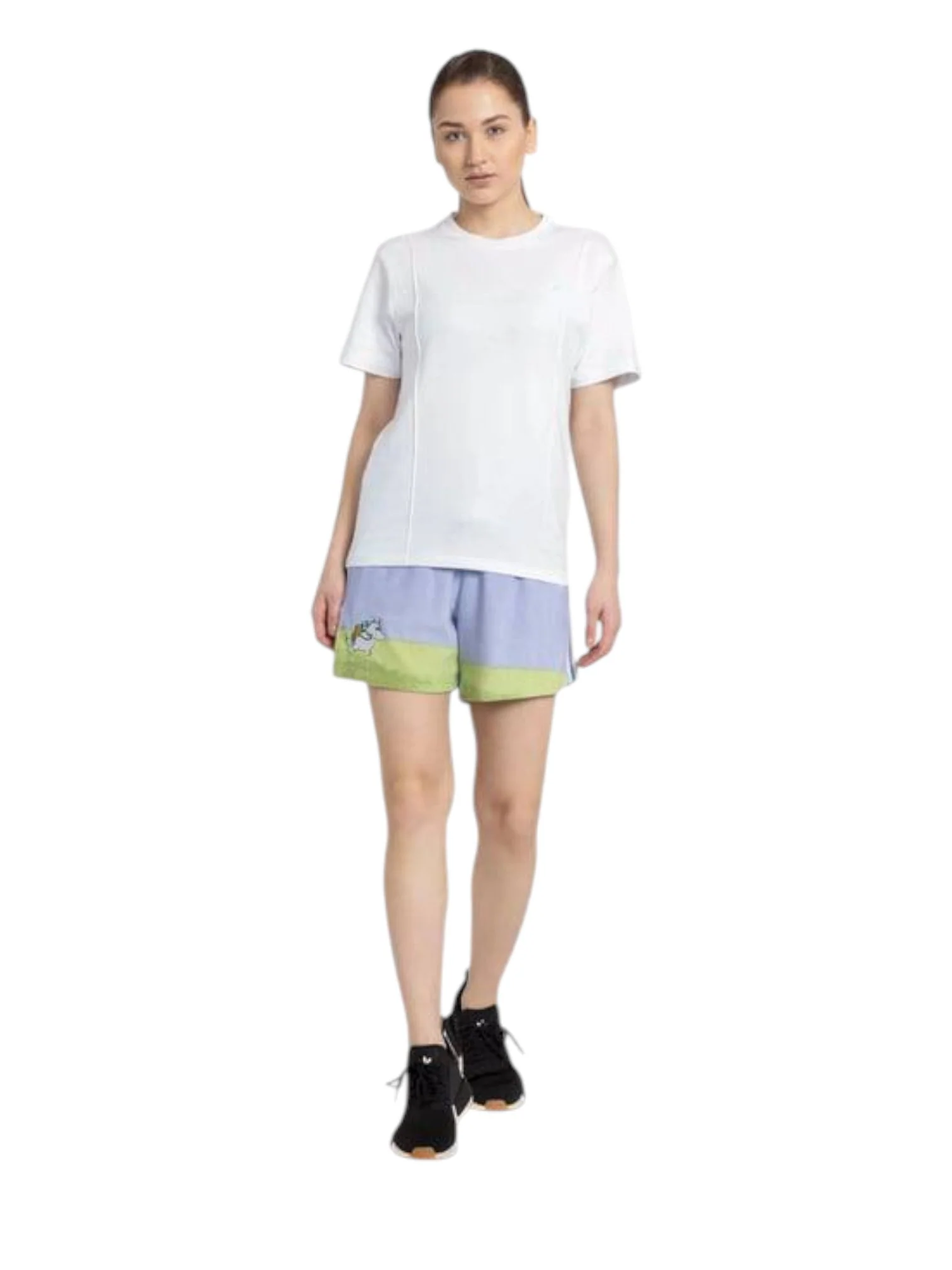 Adidas Women’s Blue Cotton Printed Sports Shorts - Image 2