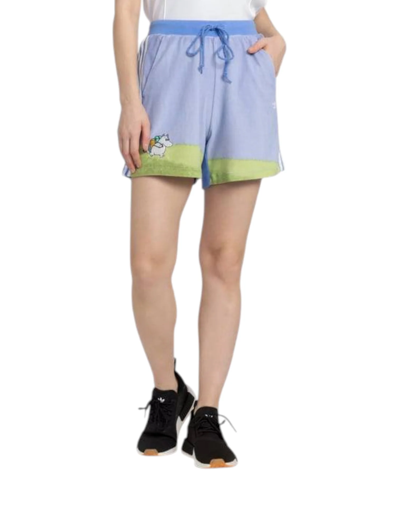 Adidas Women’s Blue Cotton Printed Sports Shorts - Image 4