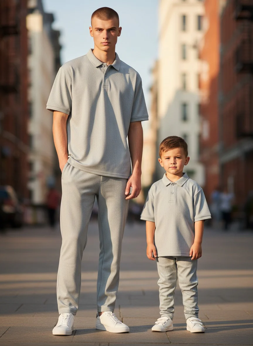 Antler Boys’ Light Grey Cotton Short Sleeve Polo Collar T-Shirt Set
