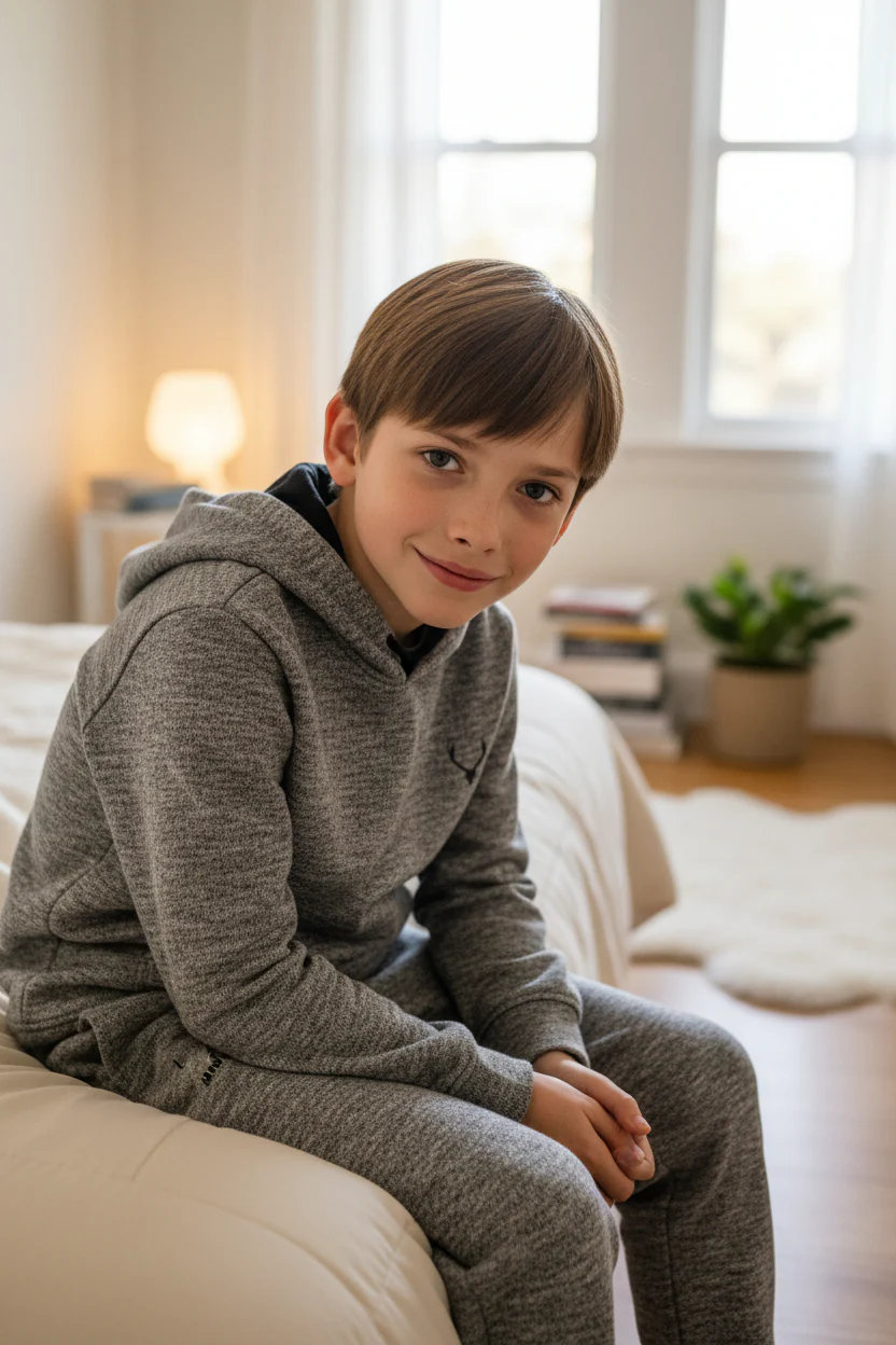 Antler Logo Design Gray Boy's Hoodie & Pants Set