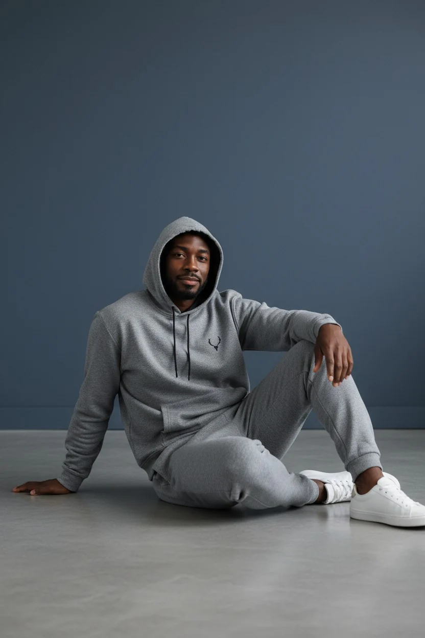 Antler Logo Design Gray Men's Jacket & Pants Set - Image 2