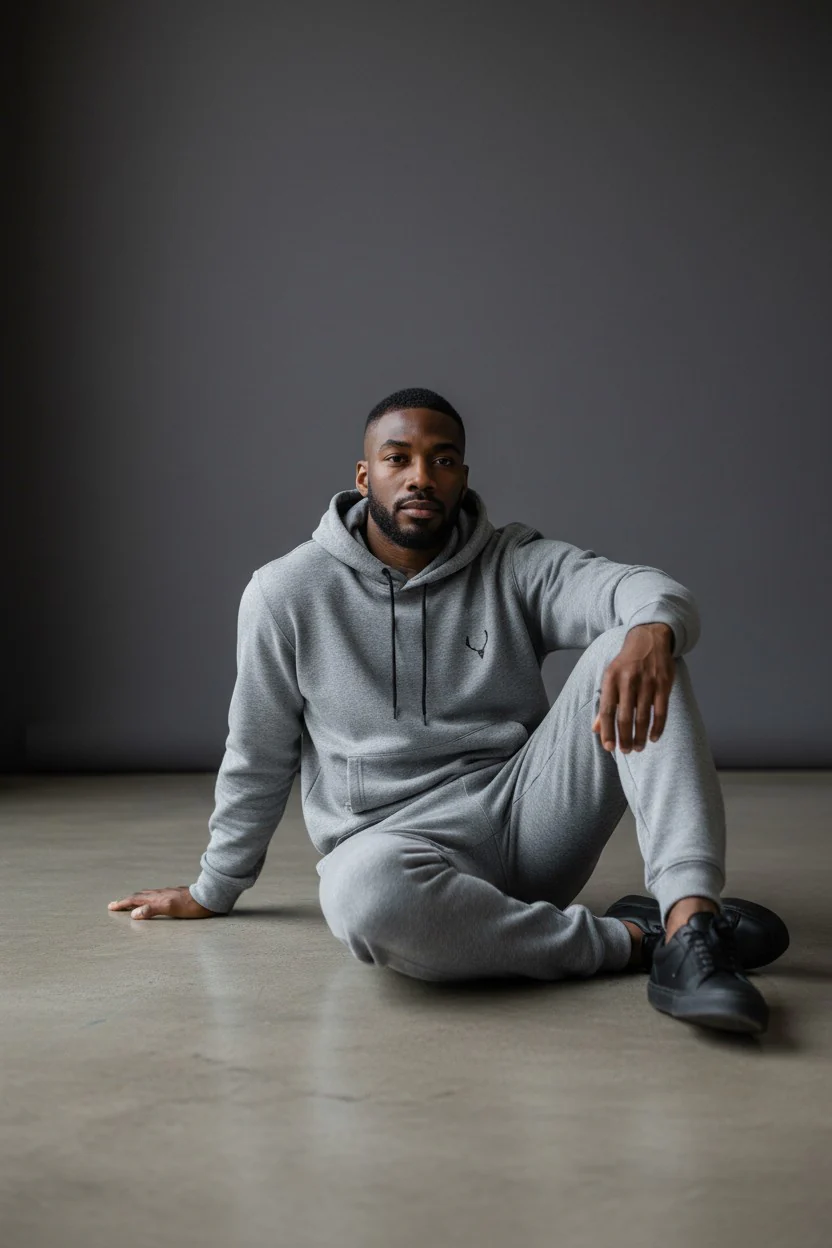 Antler Logo Design Gray Men's Jacket & Pants Set - Image 3