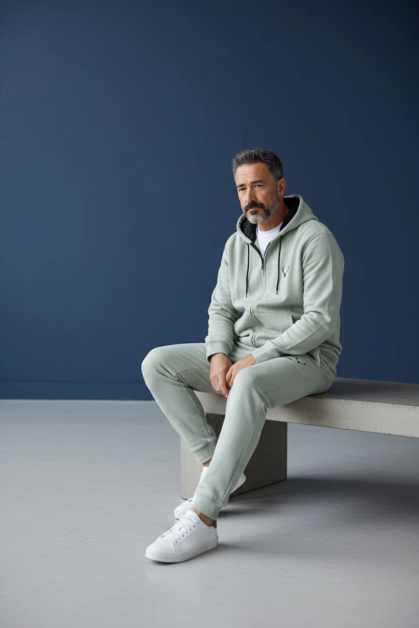 Antler Logo Design Light Green Men's Jacket & Pants Set