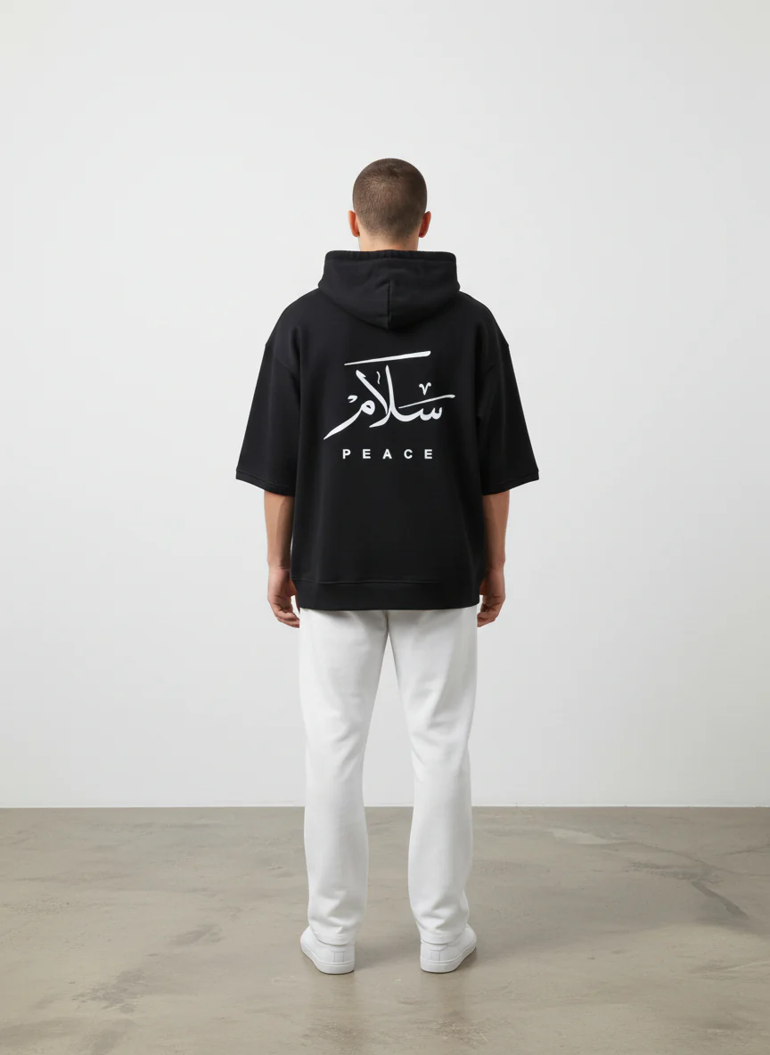 Antler Men’s Black Half Sleeve Hoodie