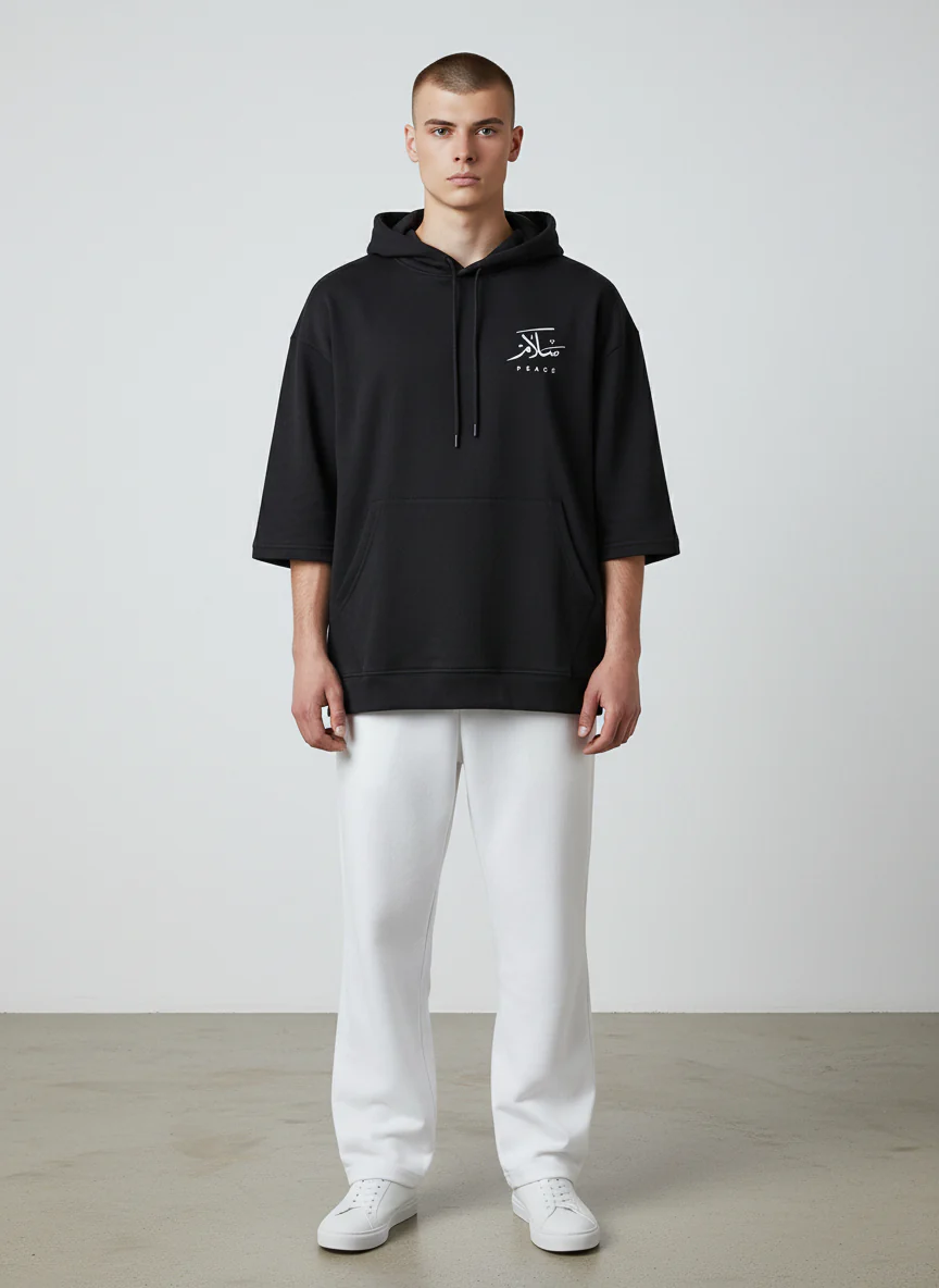 Antler Men’s Black Half Sleeve Hoodie - Image 2