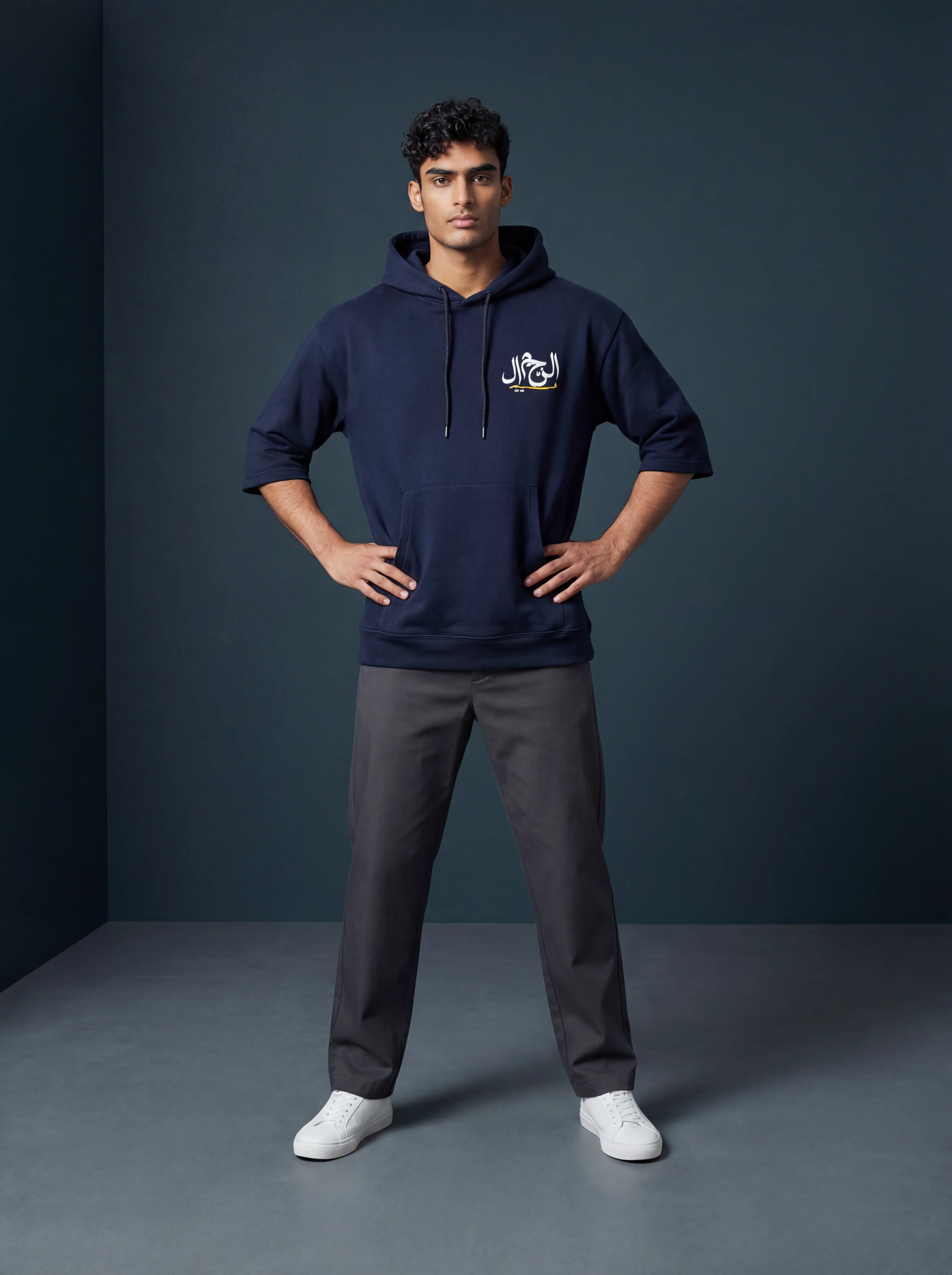 Antler Men’s Black Half Sleeve Hoodie - Image 2