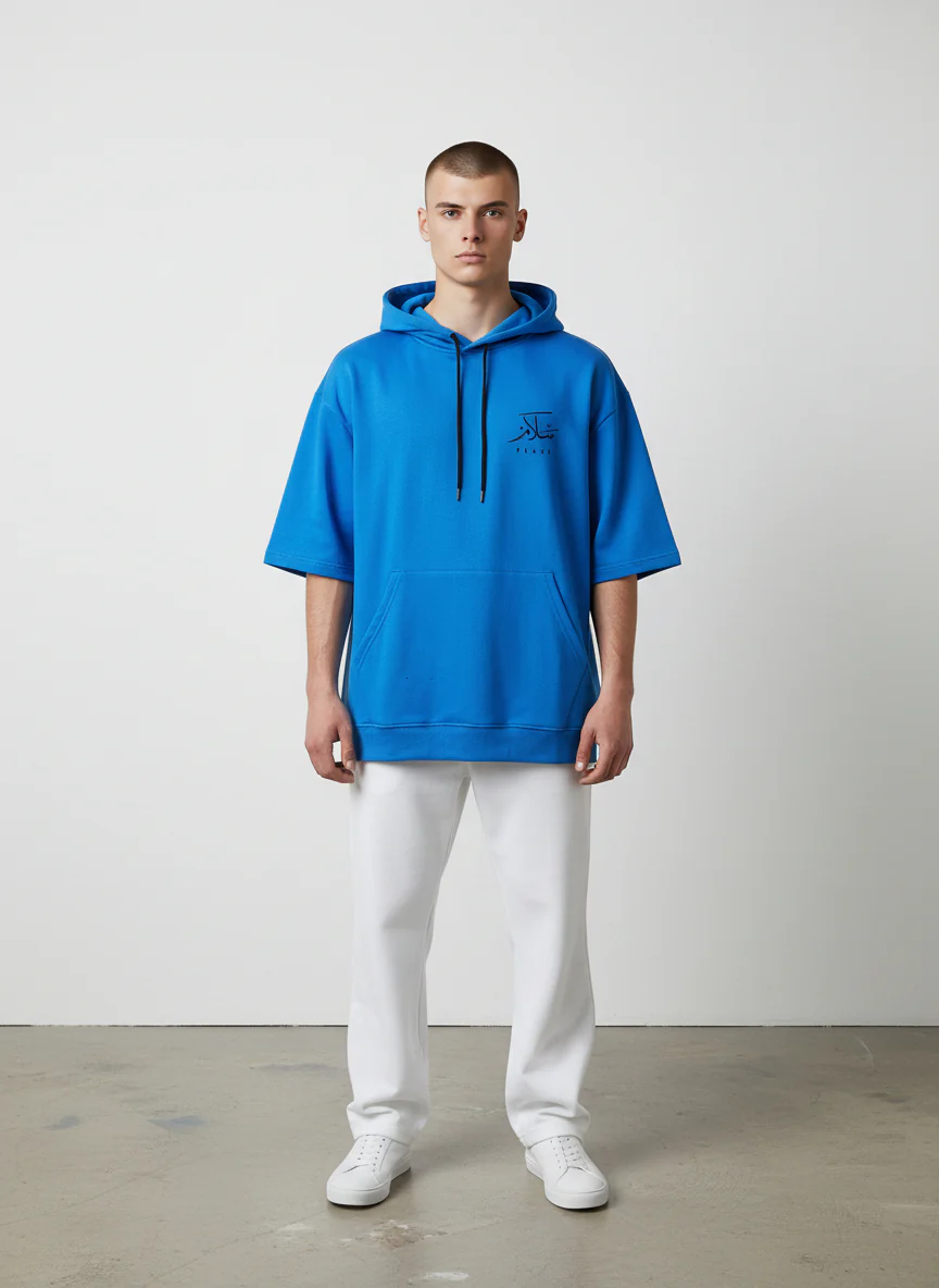 Antler Men’s Blue Half Sleeve Hoodie - Image 2