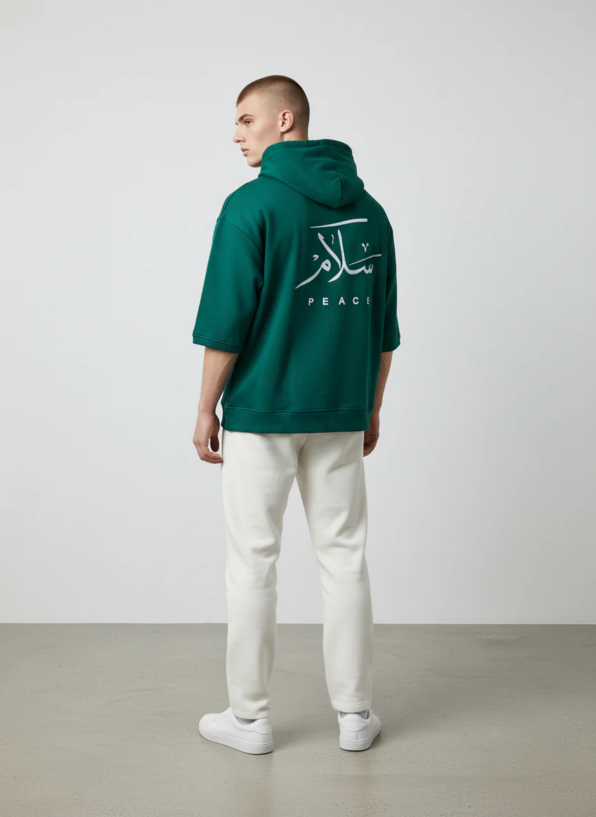 Antler Men’s Green Half Sleeve Hoodie - Image 2