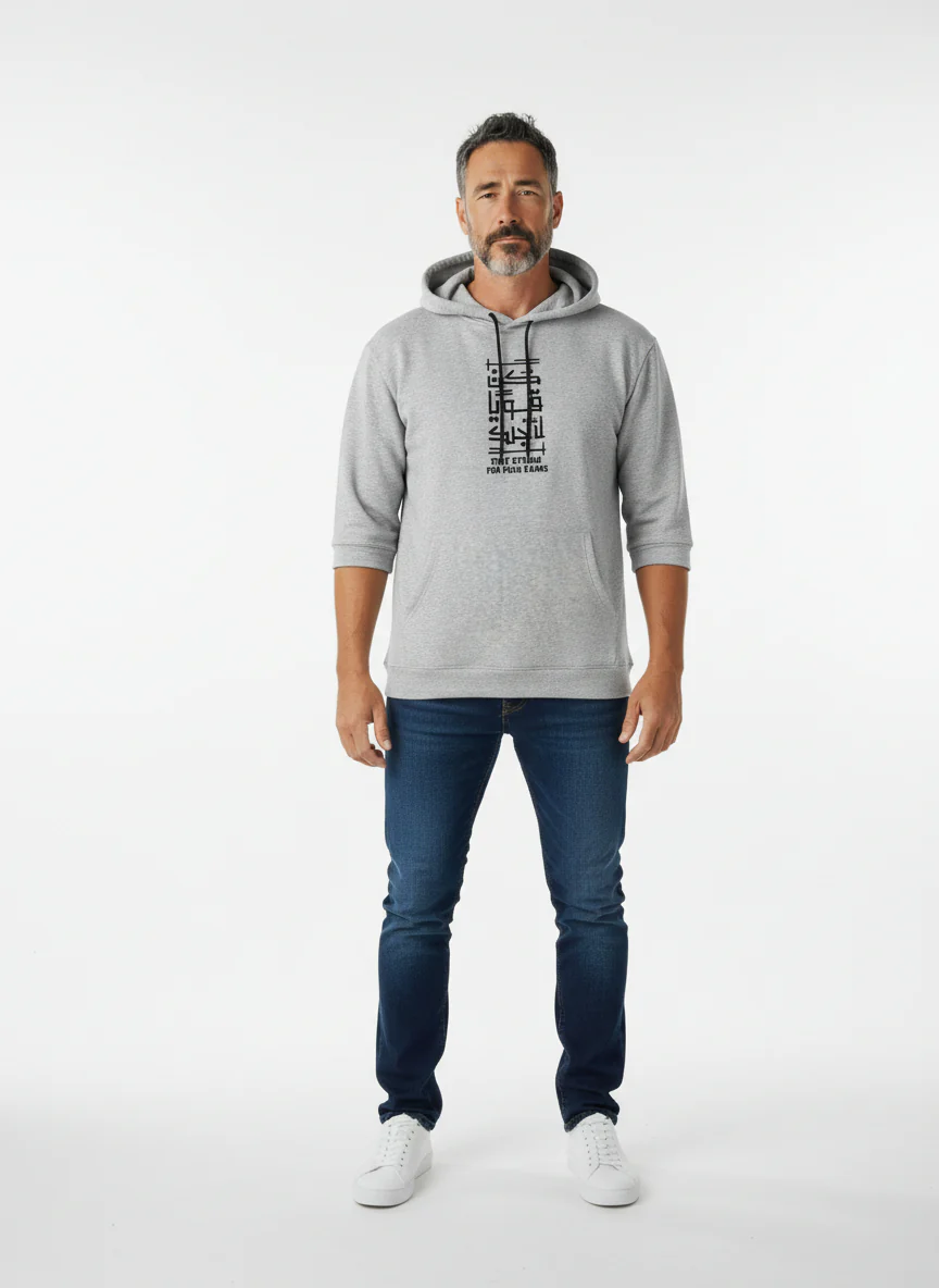 Antler Men’s Light Gray Half Sleeve Hoodie - Image 2