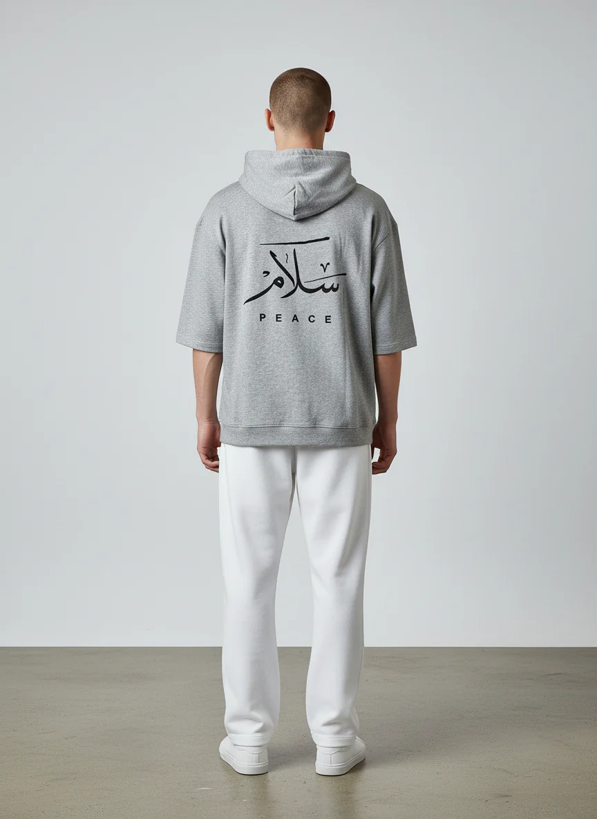 Antler Men’s Light Gray Half Sleeve Hoodie