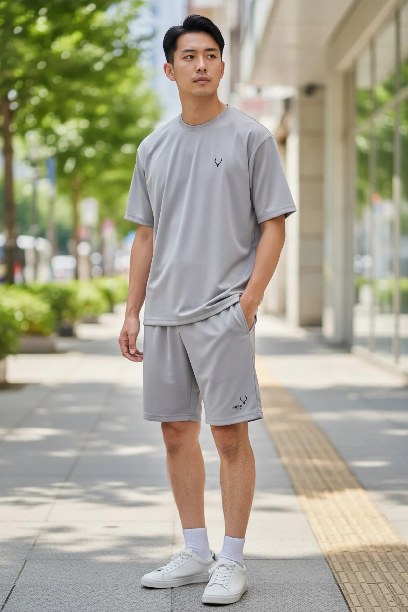 Antler Men’s Light Grey Logo Summer T-Shirt & Shorts Set