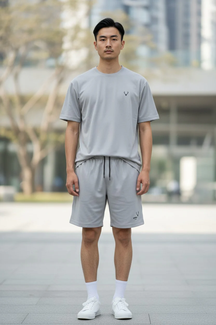 Antler Men’s Light Grey Logo Summer T-Shirt & Shorts Set - Image 2