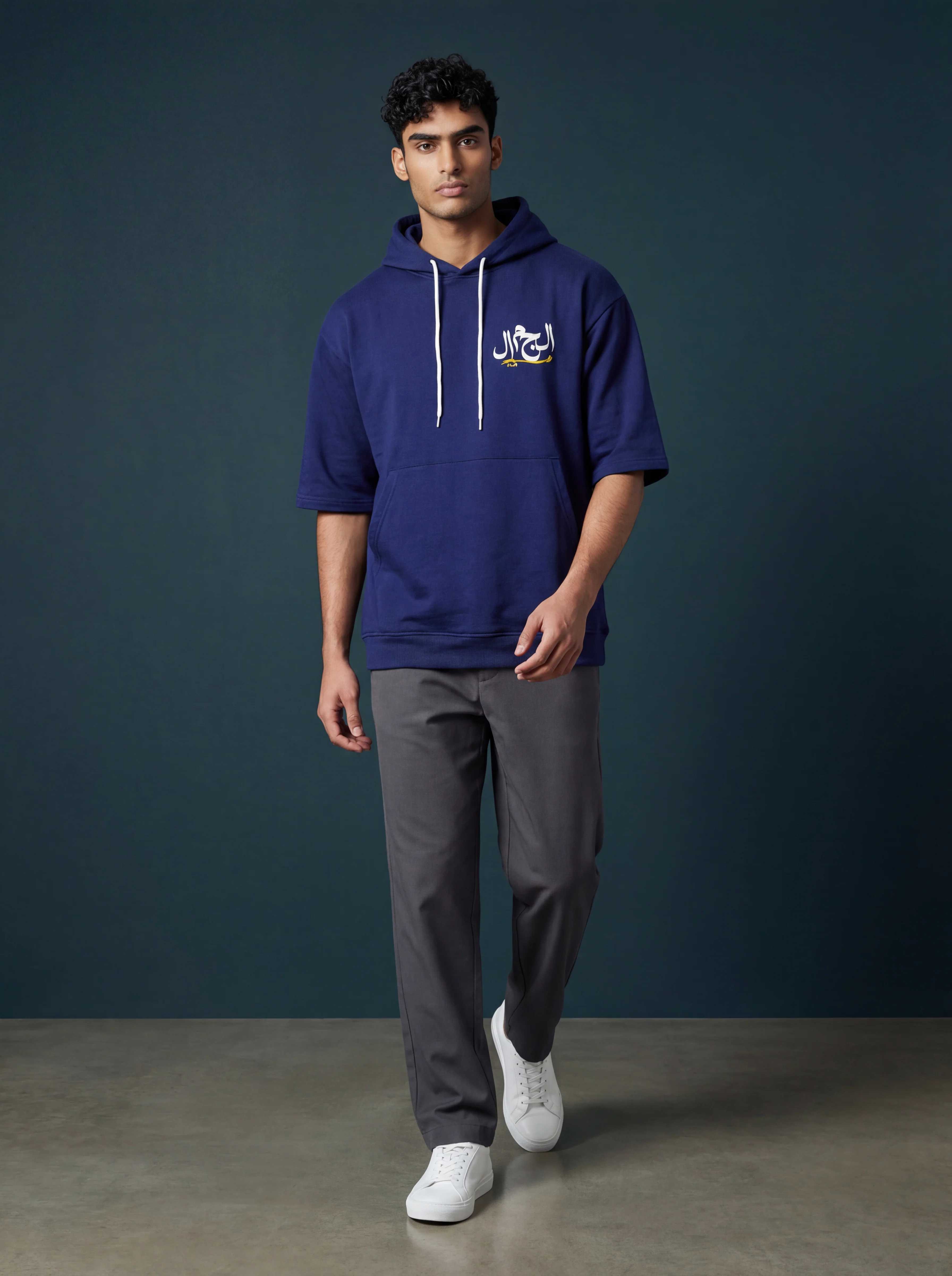 Antler Men’s Navy Blue Half Sleeve Hoodie