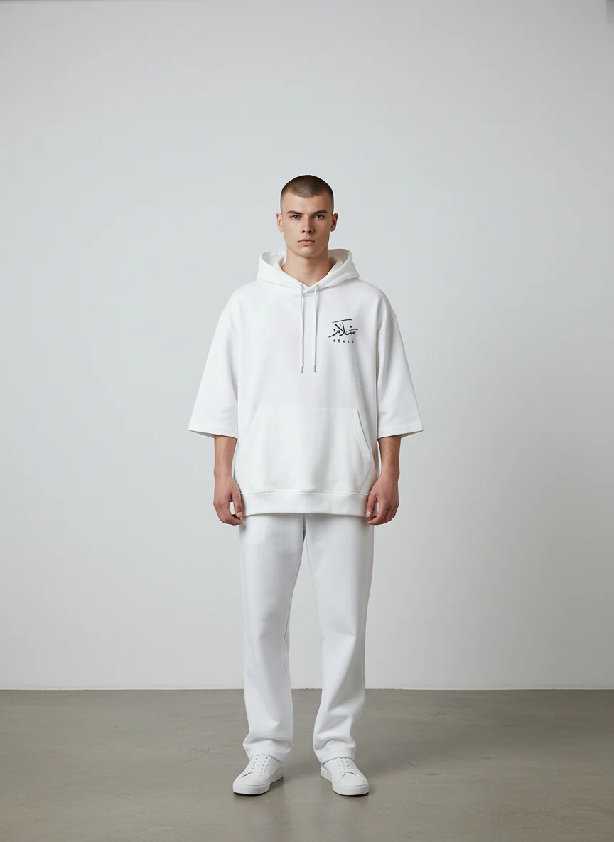Antler Men’s White Half Sleeve Hoodie - Image 2
