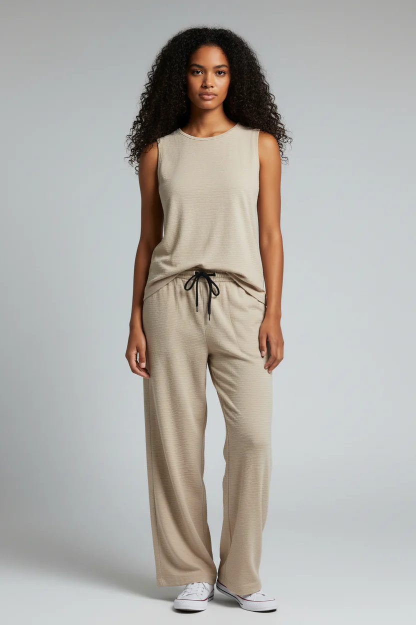 Antler Women’s Beige Sleeveless Top & Pants Set