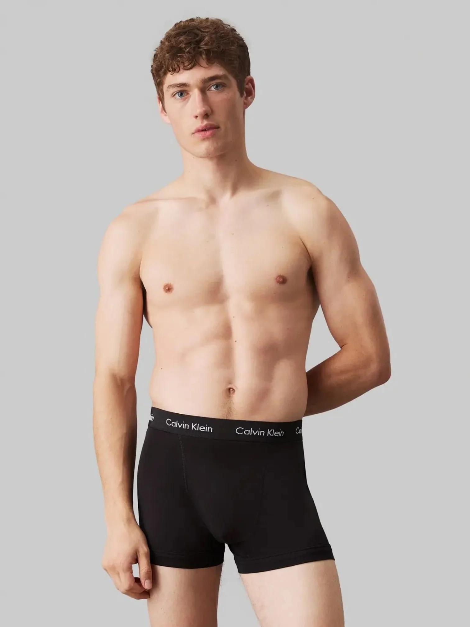 Calvin Klein Men’s Black Cotton Stretch Trunks 3-Pack (Black Waistband)