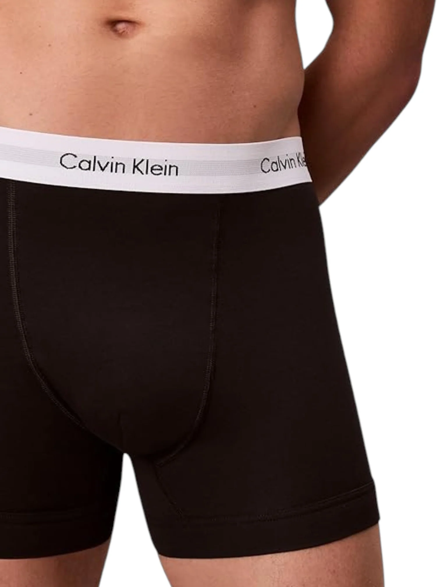 Calvin Klein Men’s Black Cotton Stretch Trunks 3-Pack (White Waistband) - Image 3