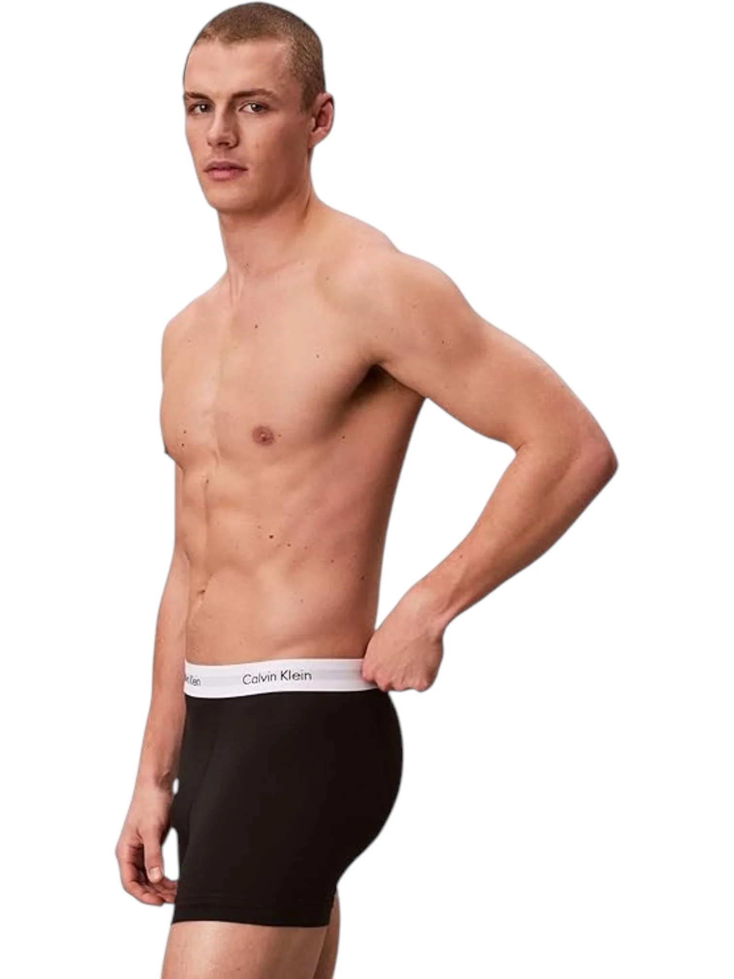 Calvin Klein Men’s Black Cotton Stretch Trunks 3-Pack (White Waistband) - Image 5