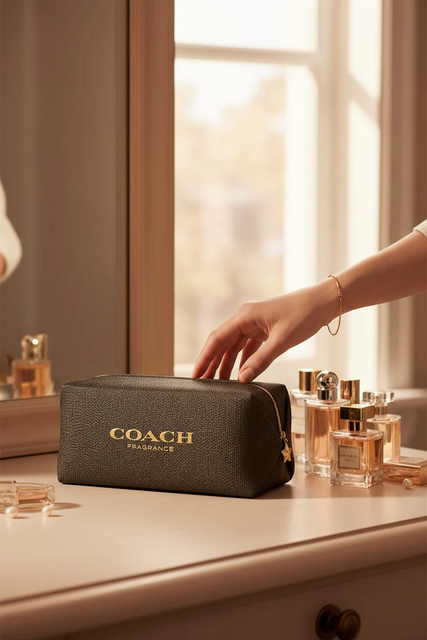 Coach Silver Metal Makeup Bag