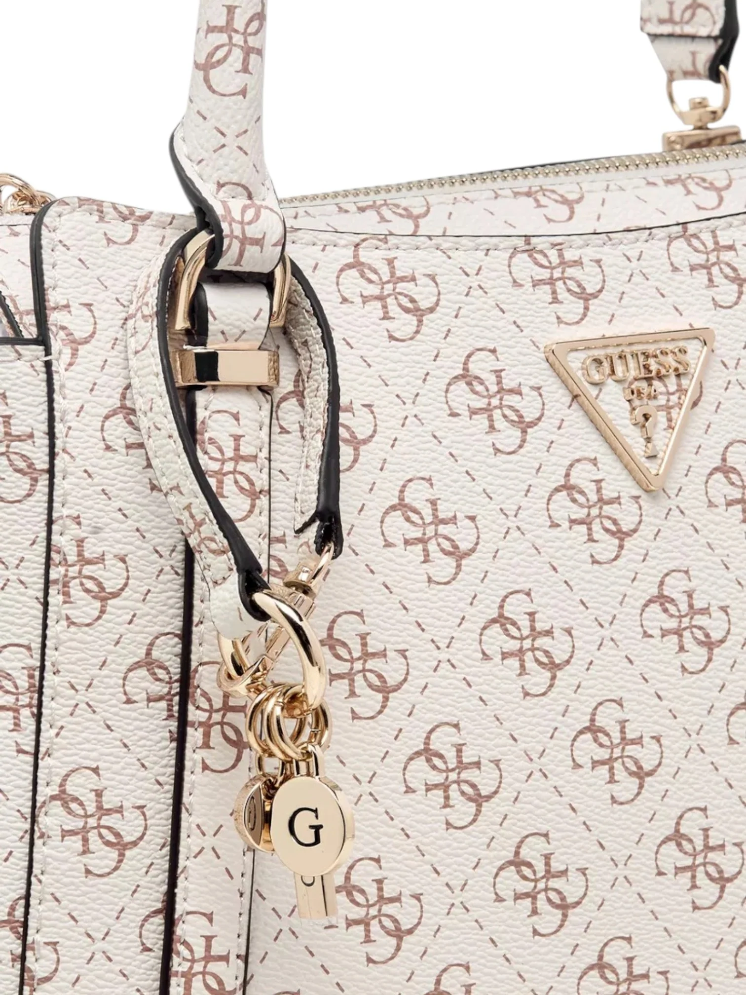 Guess Daryna Printed Tote Bag with Double Handle and Zip Closure - Image 5