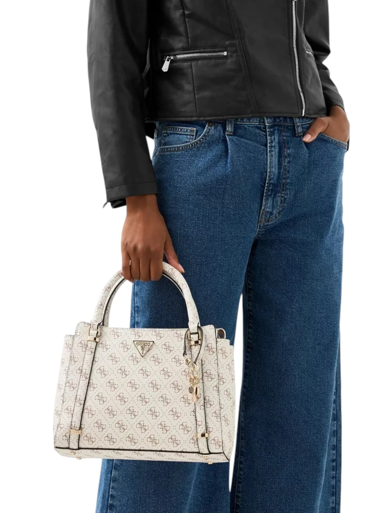Guess Daryna Printed Tote Bag with Double Handle and Zip Closure - Image 8