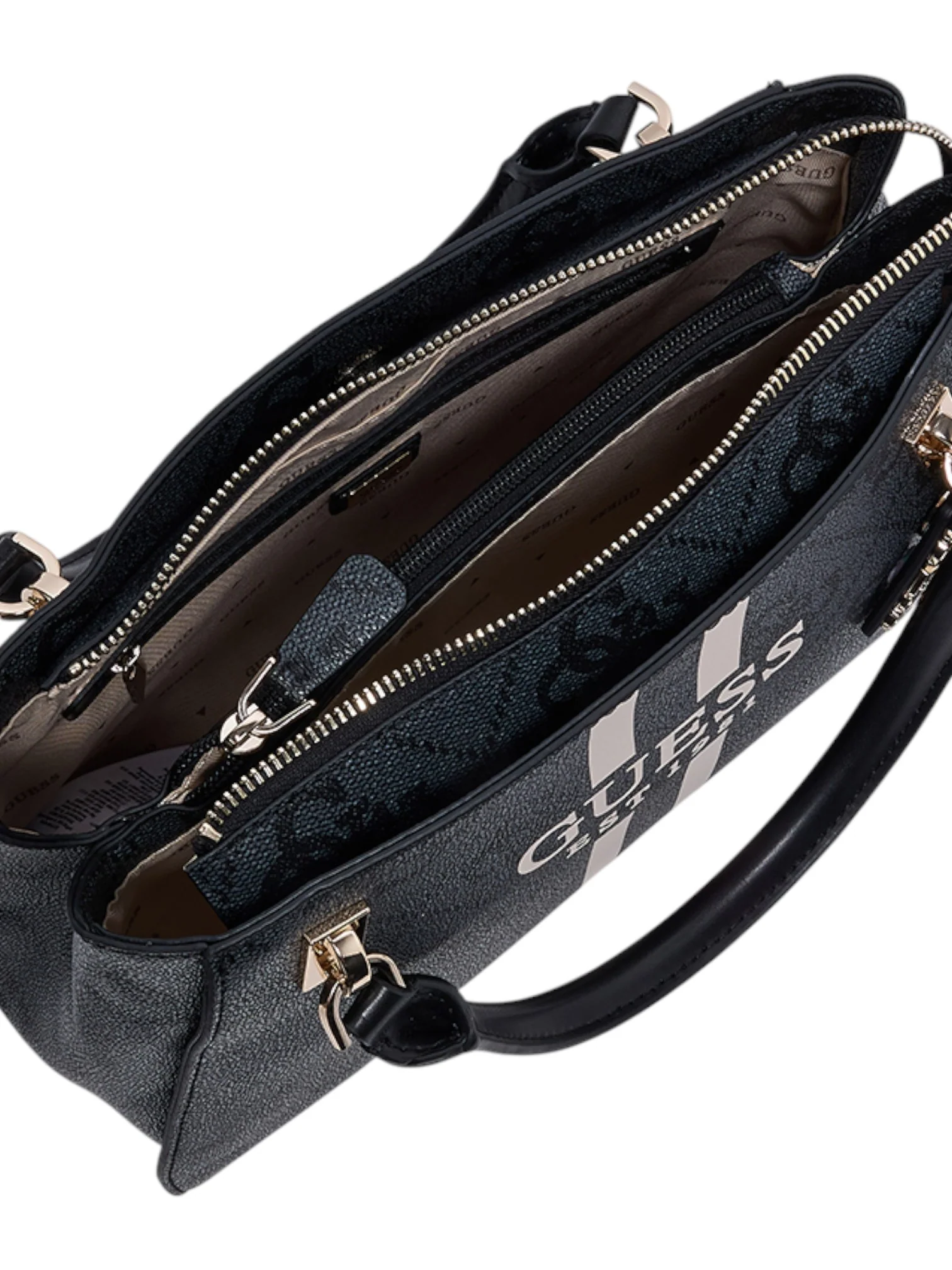 Guess Noelle II Luxury Logo Patterned Satchel Bag - Image 12