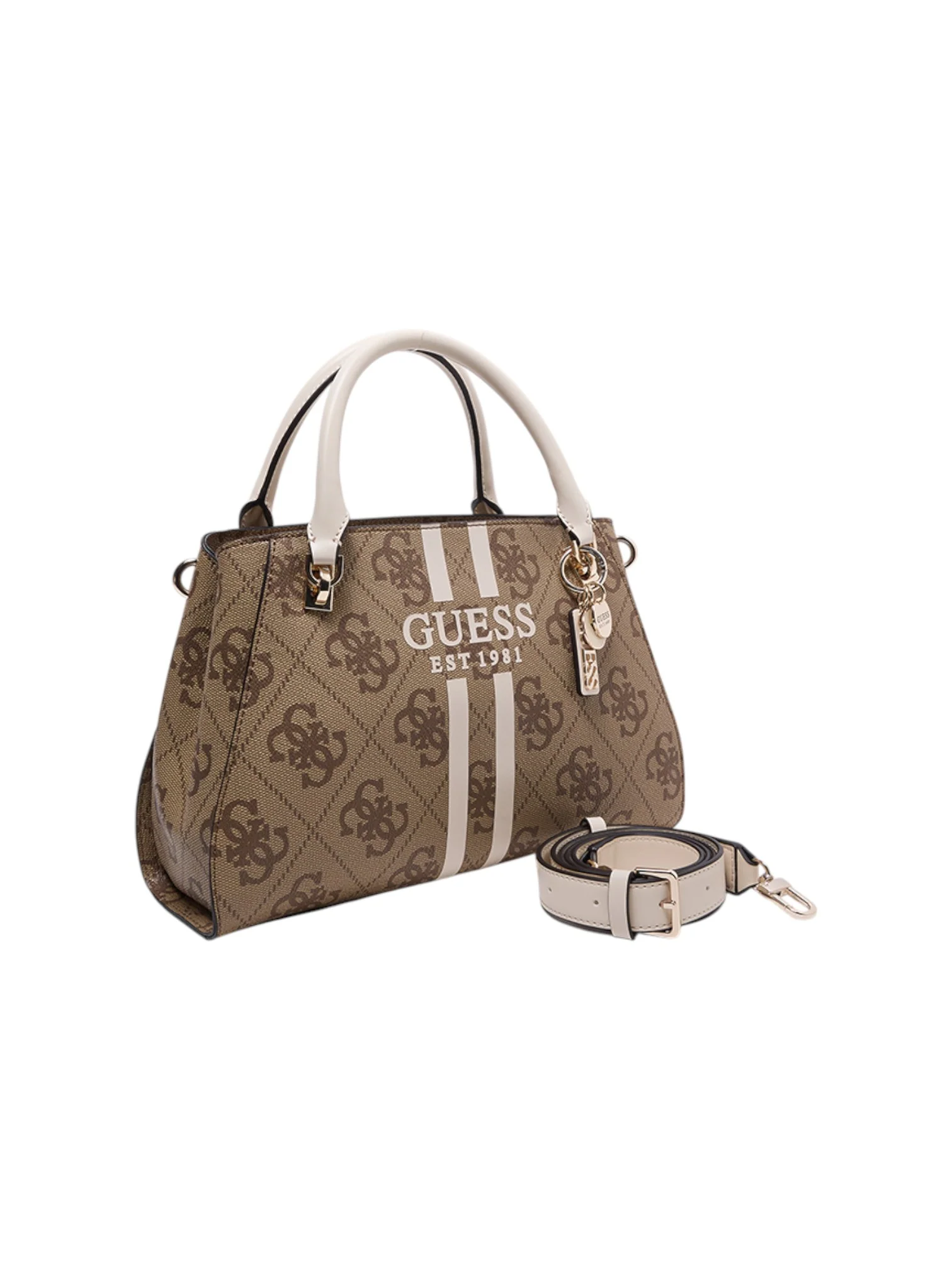 Guess Noelle II Luxury Logo Patterned Satchel Bag - Image 4