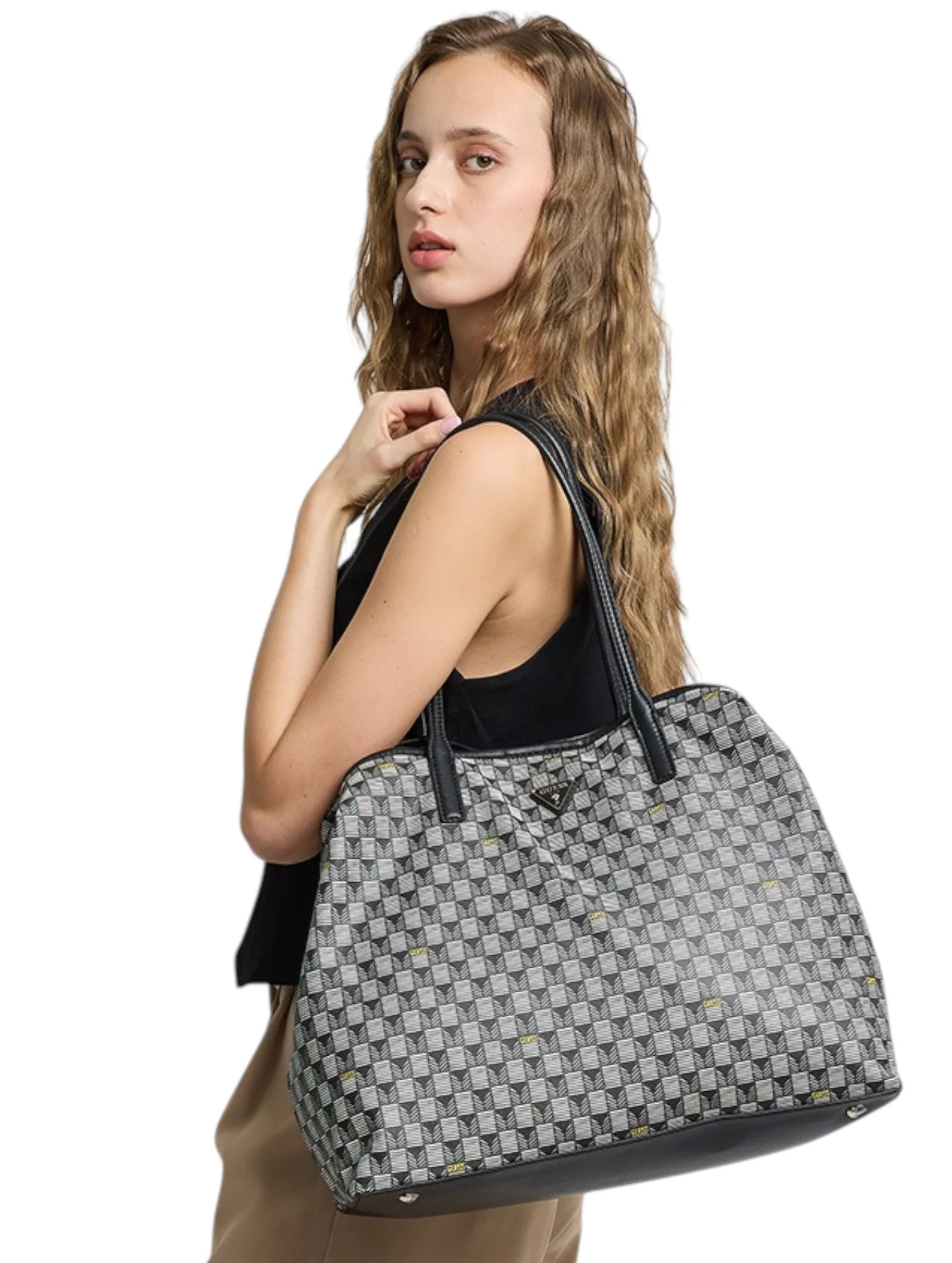 Guess Wave II Large 2 in 1 Tote Womens Bag In Black