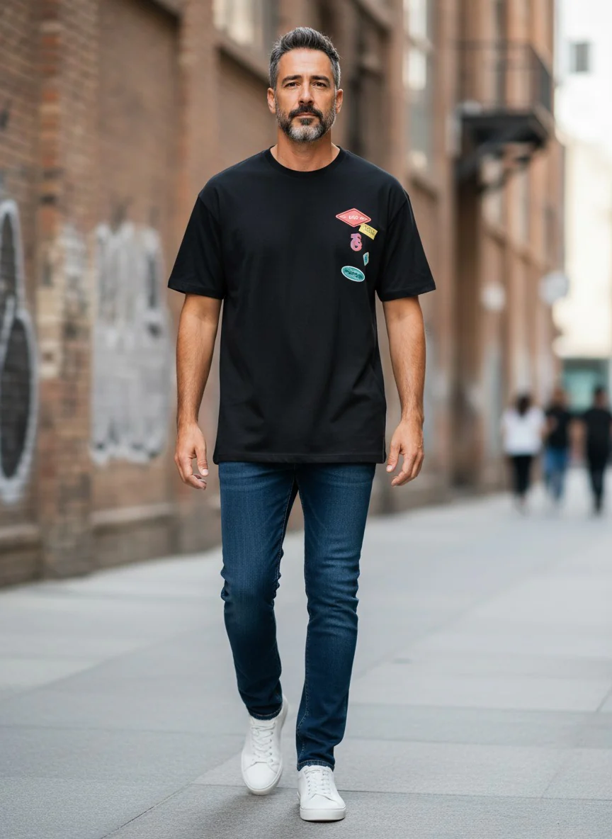 Jack & Jones Men’s Black O-Neck Jordecal Print T-Shirt - Image 2