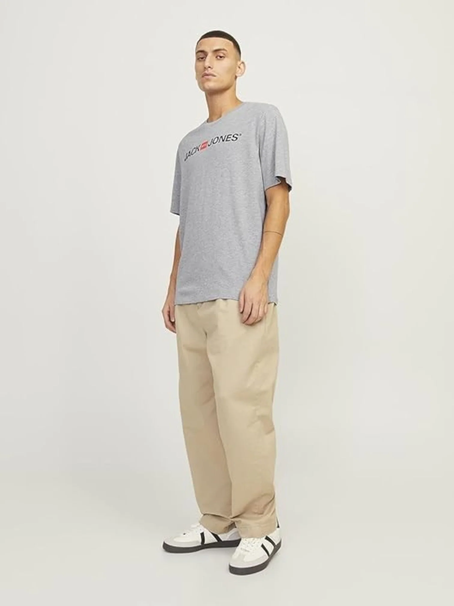 Jack & Jones Men’s Grey O-Neck T-Shirt - Image 2