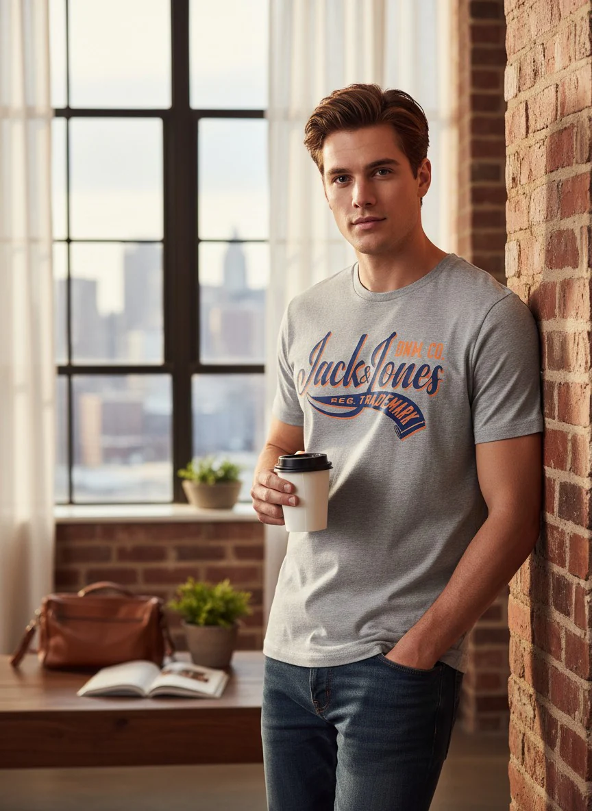 Jack & Jones Men’s Grey O-Neck T-Shirt