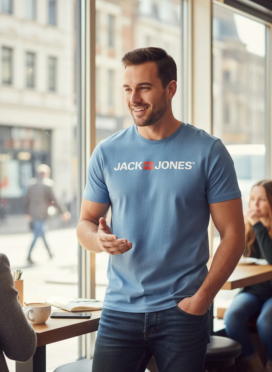 Jack & Jones Men’s Light Blue O-Neck T-Shirt