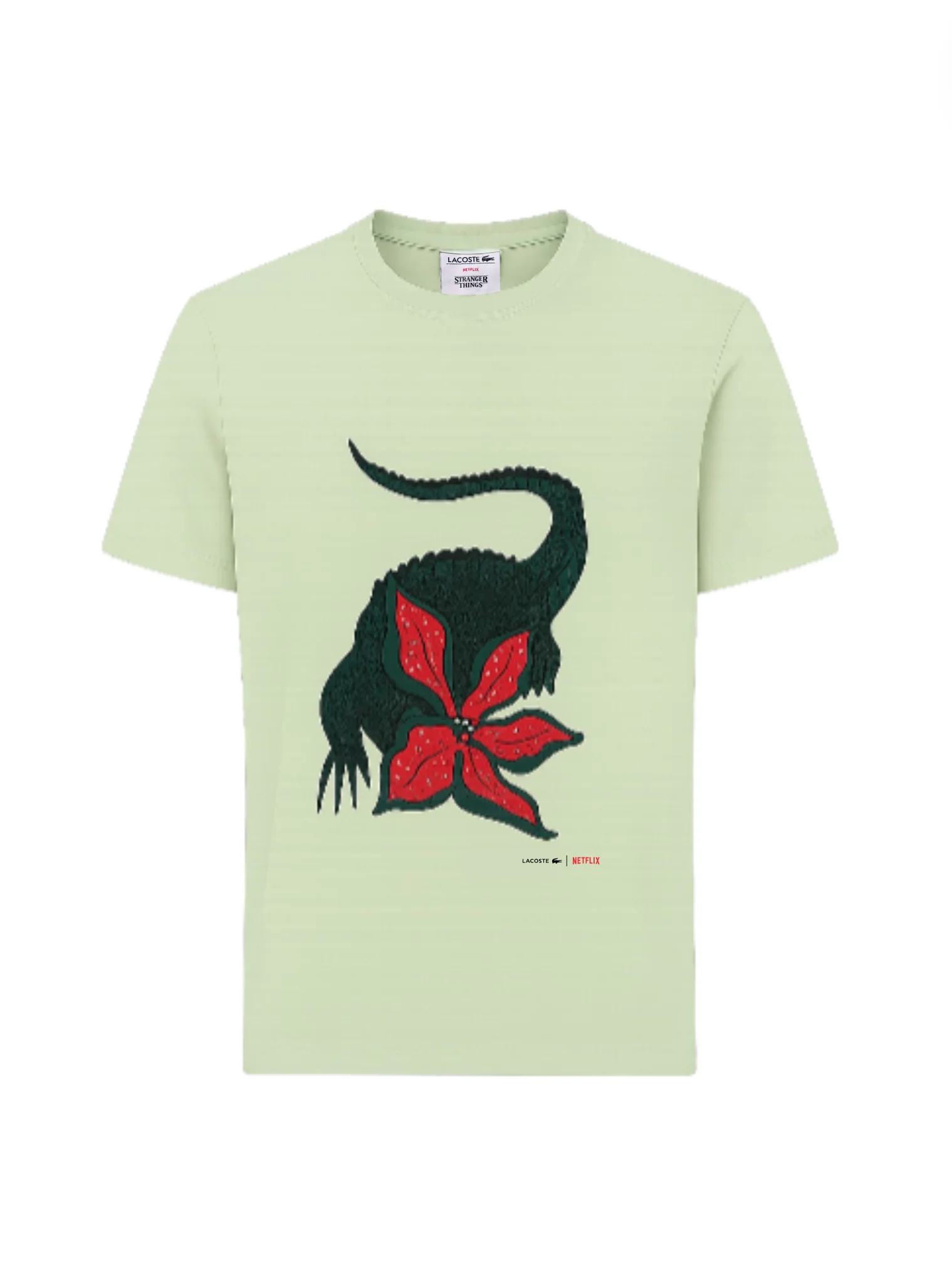 Unisex Light Green Graphic T-Shirt – Artistic Crocodile Floral Design - Image 3