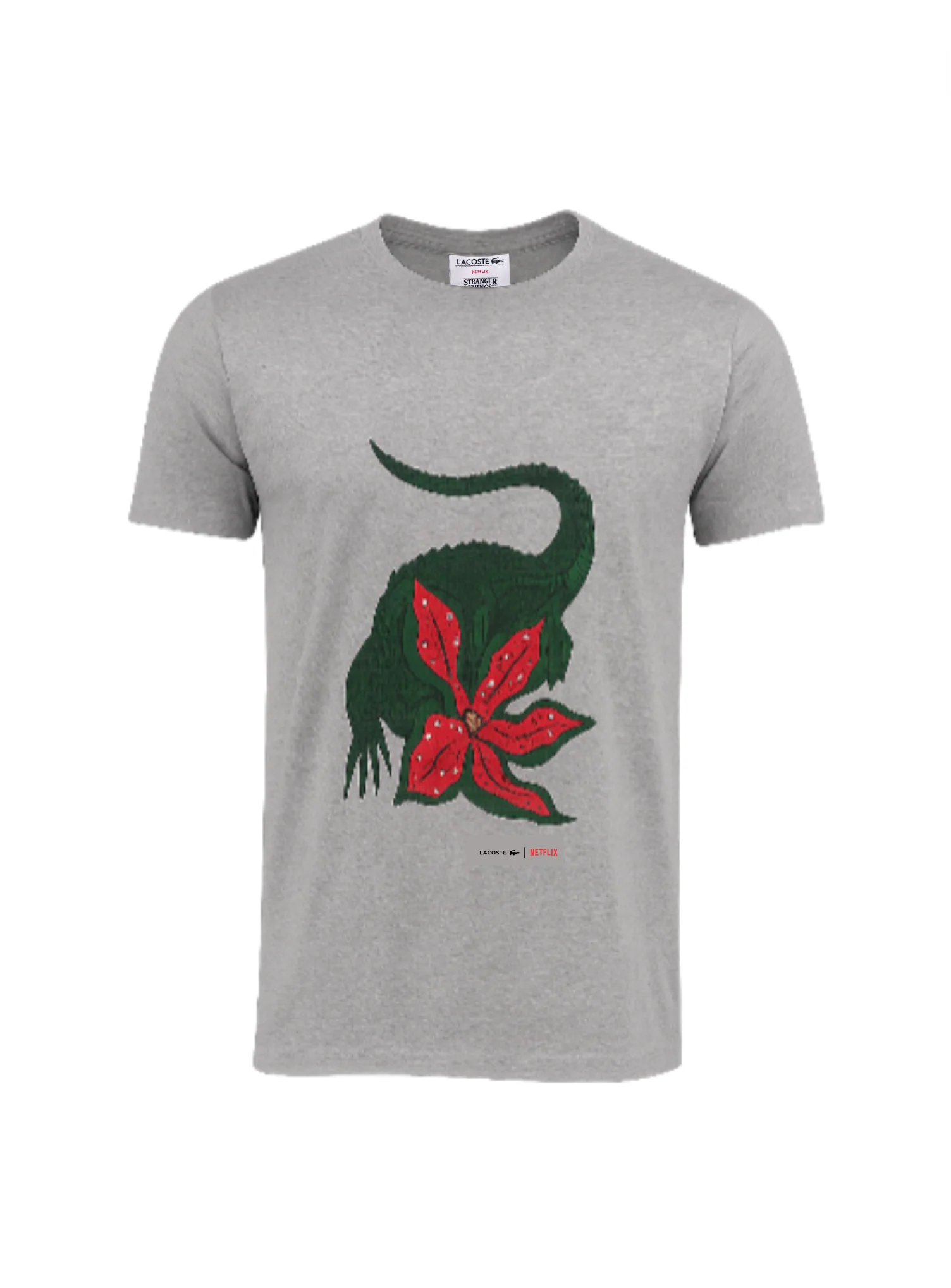 Unisex Gray Graphic T-Shirt – Artistic Crocodile Floral Design - Image 3