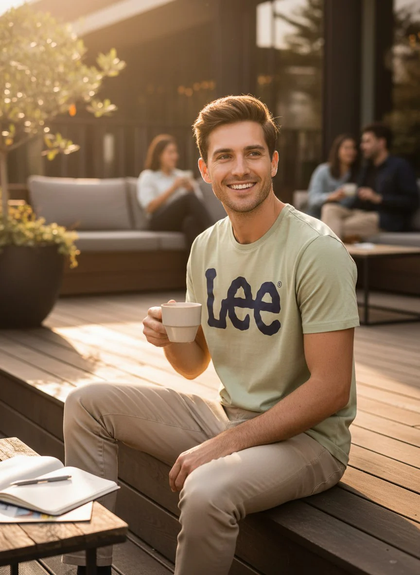 Lee Men’s Green Printed T-Shirt - Image 2