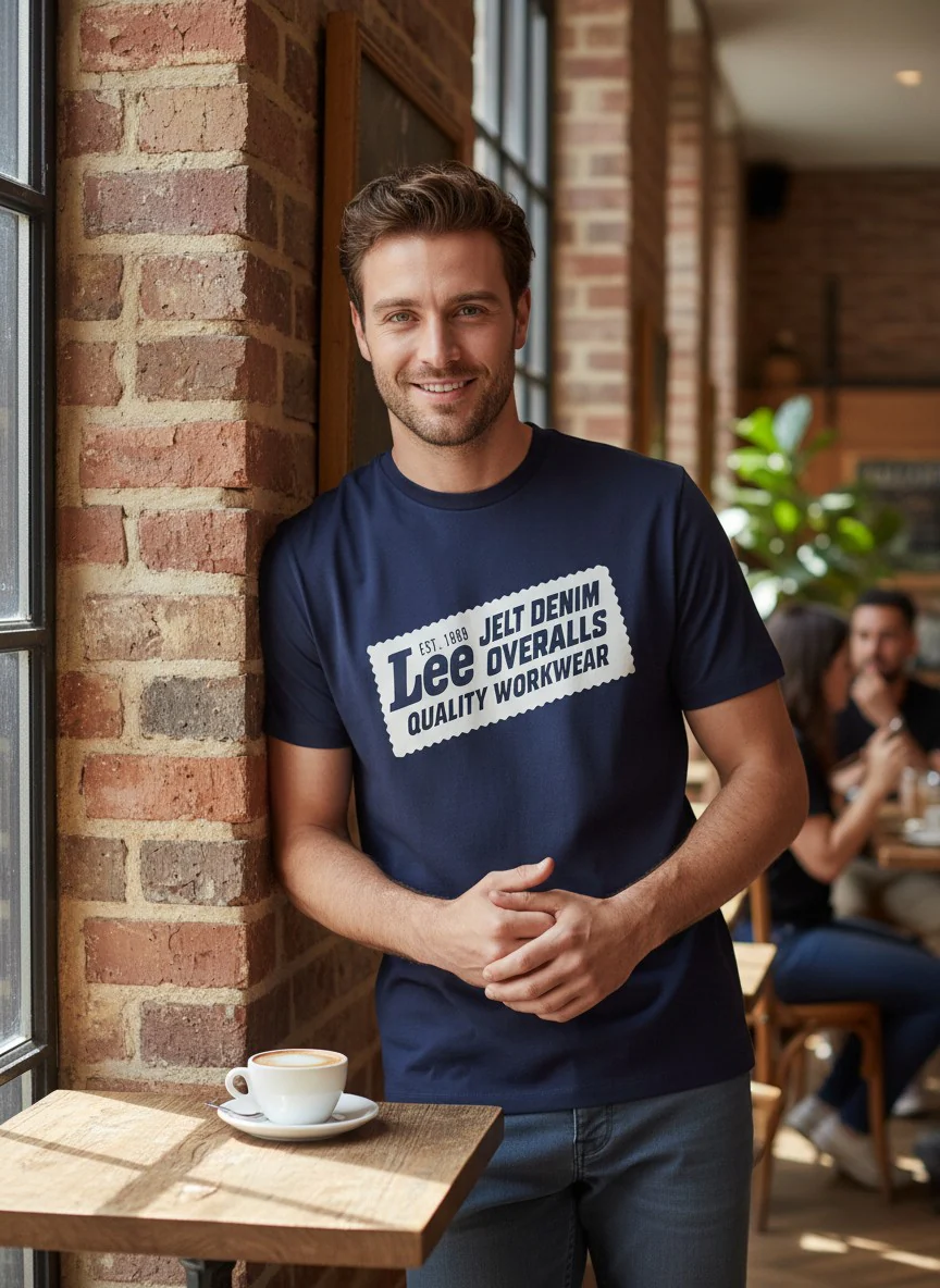 Lee Men’s Navy Blue Printed T-Shirt