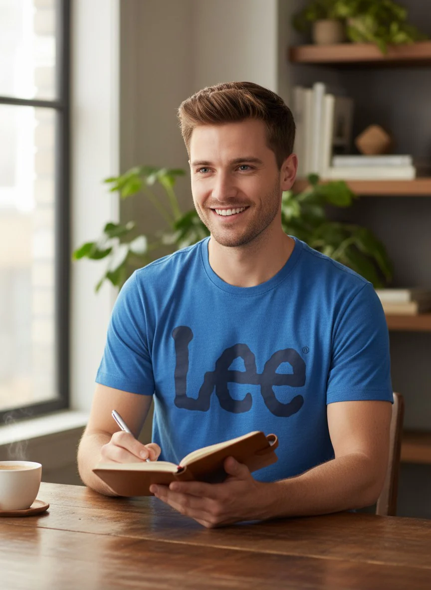 Lee Men’s Ocean Blue Printed T-Shirt