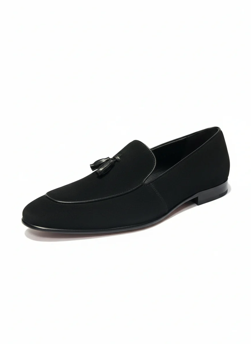 Maklinit Men’s Black Genuine Suede Tassel Loafer - Image 3