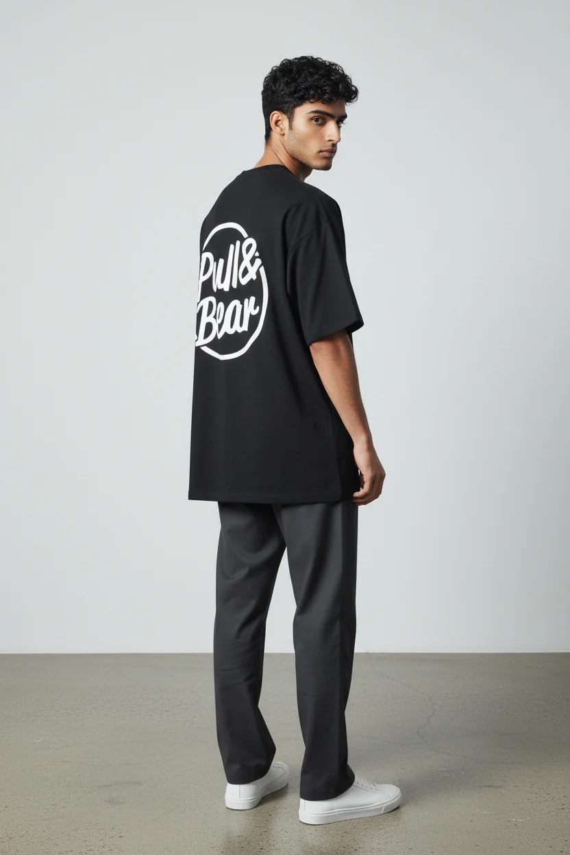 Men’s Black T-Shirt with Printed P&B Logo