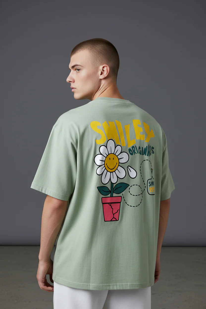 Men’s Light Green T‑Shirt with Printed Design