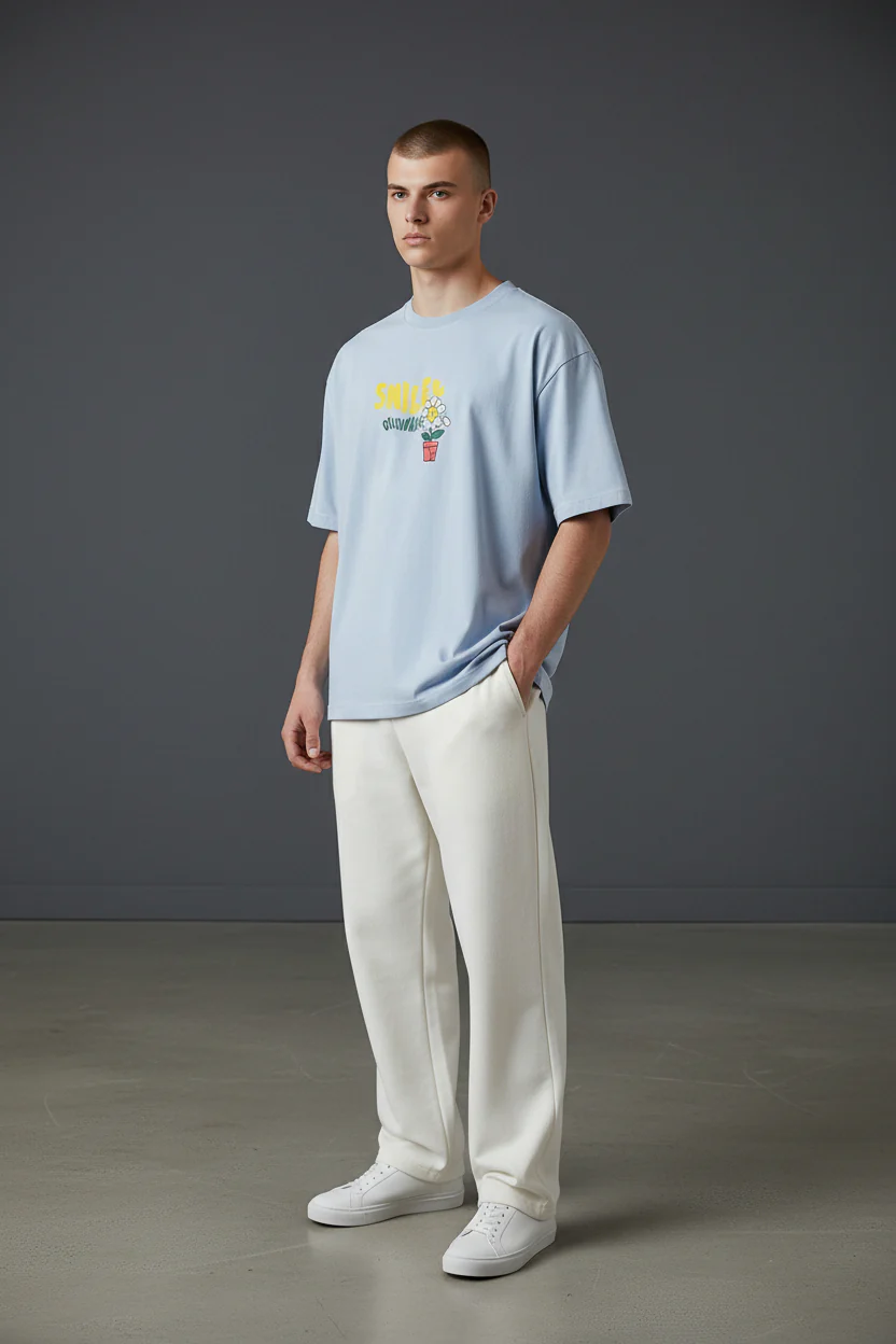 Men’s Sky Blue T‑Shirt with Printed Design - Image 2