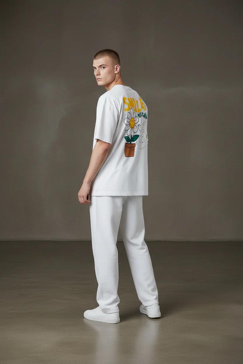 Men’s White T‑Shirt with Printed Design