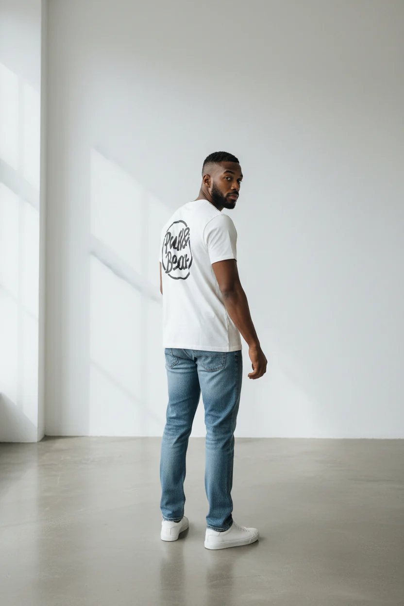Men’s White T-Shirt with Printed P&B Logo - Image 2